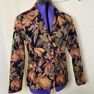 Robert Louis Tapestry Colorful Floral Blazer Jacket – Small